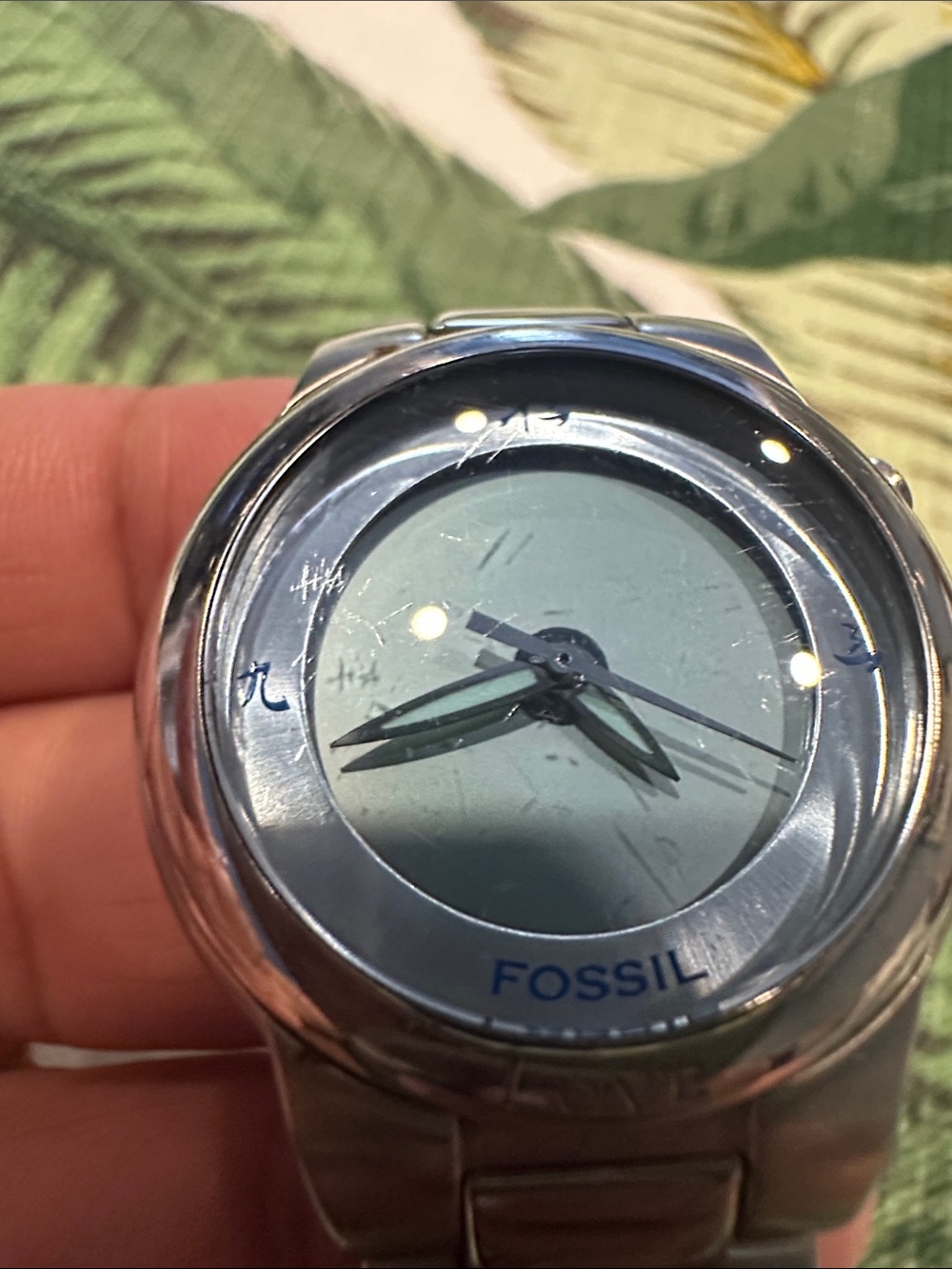Fossil Silver Stainless Steel Watch with Blue Dial - Picture 2 of 4